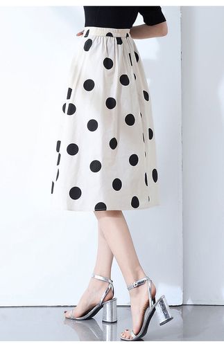 Panty Dress Spring and Summer High-Waist A-Line Hiding Hip Slimming Chiffon Polka Dot Medium Length Girls' Dress