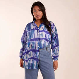 2024外贸欧美亚马逊3D数码印花抽象图案女士长袖衬衫来图一件设计