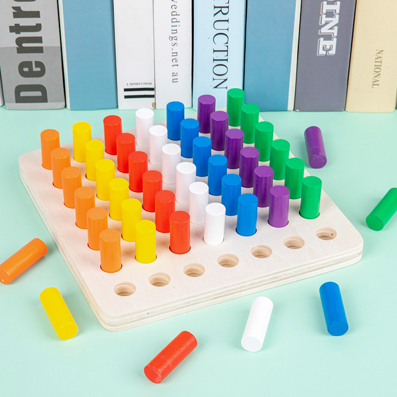 Montessori color dedo tablero del rasguño sensorial madera enchufe palo inteligencia desarrollo manos-en el cerebro color resolución enseñanza ayudas al por mayor