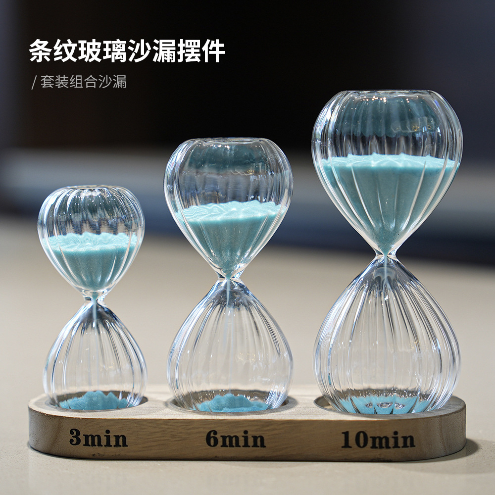 Set creativo reloj de arena 3 6 10 minutos combinación temporizador ins moda decoración del hogar artesanía de vidrio image 4