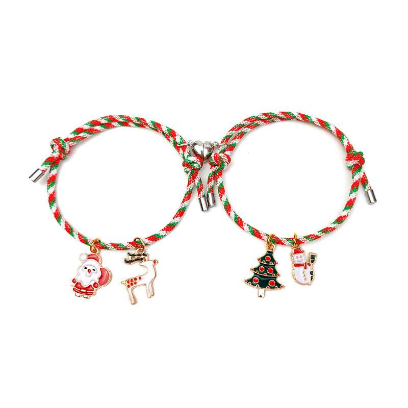 الجملة مجوهرات عيد الميلاد شجرة سانتا كلوز الأيائل مغناطيس أساور زوج مجموعة Nihaojewelry display picture 5