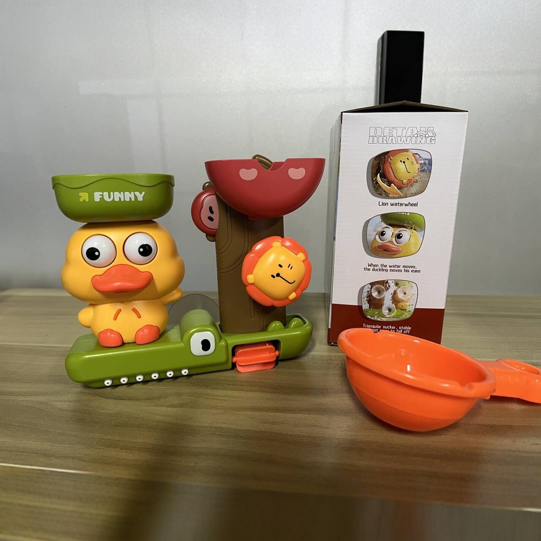 Juguetes de agua para niños y bebés transfronterizos, ventosas, giratorio, ducha de baño, juguetes de baño para bebés masculinos y femeninos, camión de agua de pato amarillo