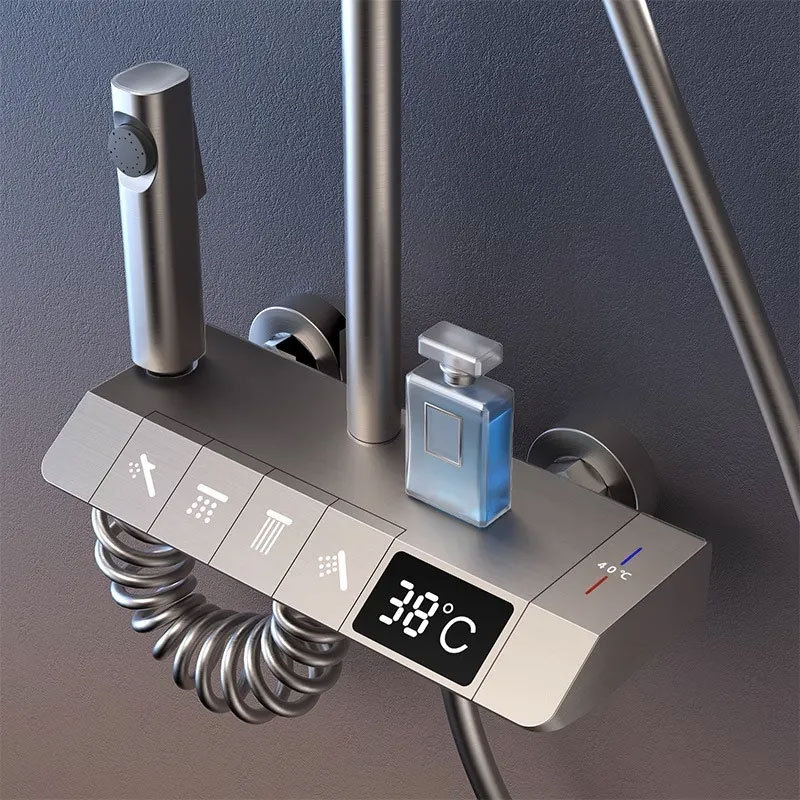 Shower head gun, grey waist spray set, household fine copper bathroom, constant temperature and pressure increase, bathroom, cold and hot shower head undefined