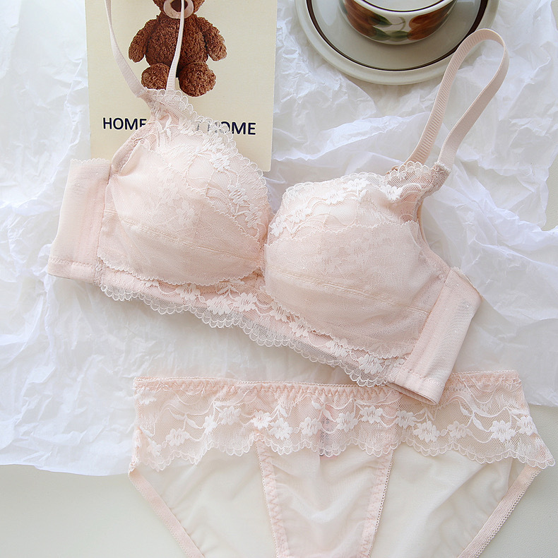 Drunken Fragrance Girl's Lace Underwear Pure Desire Small Chest Gather Upper Pockets Anti-sagging Romantic French Style Soft Bra suit Drunken Fragrance Girl's Lace Underwear Pure Desire Small Chest Gather Upper Pockets Anti-sagging Romantic French Style Soft Bra suit