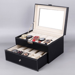 Watch Storage Box for 3, 6, 10, 12, 20, 24 Watches - Black Leather Watch Box