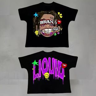 Cross-border factory direct 2025 new loose children's cartoon short sleeve round neck high street fashion loose breathable t-shirt