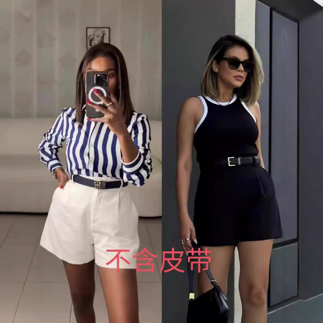 Y6041 New European and American Women's Spring and Summer Casual Cargo Shorts High-Waisted Slim Versatile Three-Point Pants Now Available on Amazon