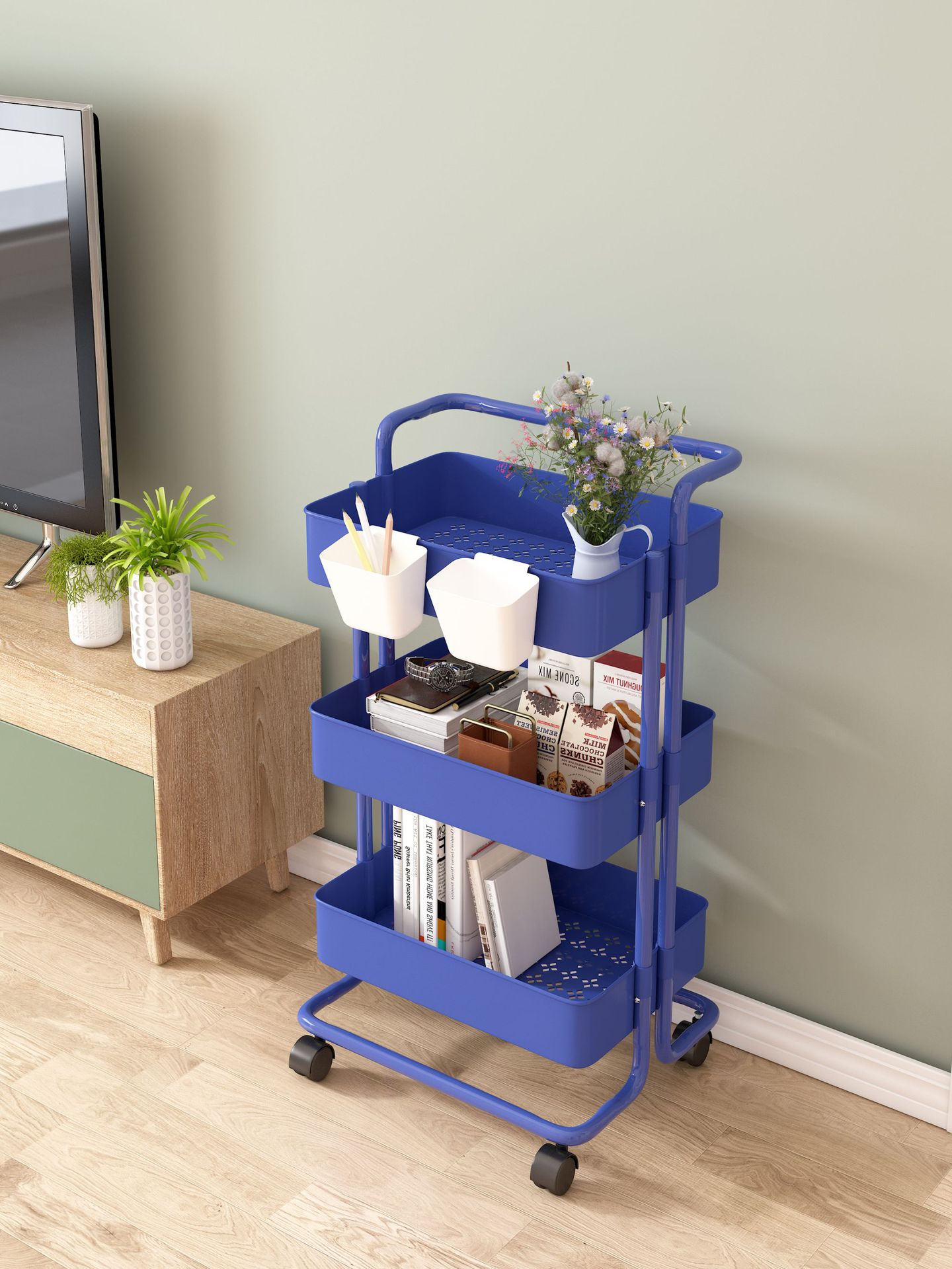 Carro portátil con ruedas estante de almacenamiento cocina piso multi-capa merienda especial salón de belleza cosméticos rack de almacenamiento