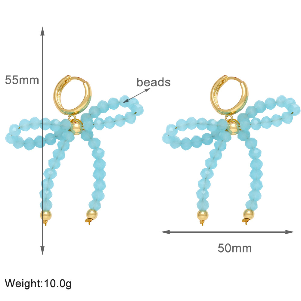 1 Pair Simple Style Bow Knot Plating Artificial Crystal Copper 18K Gold Plated Earrings display picture 5