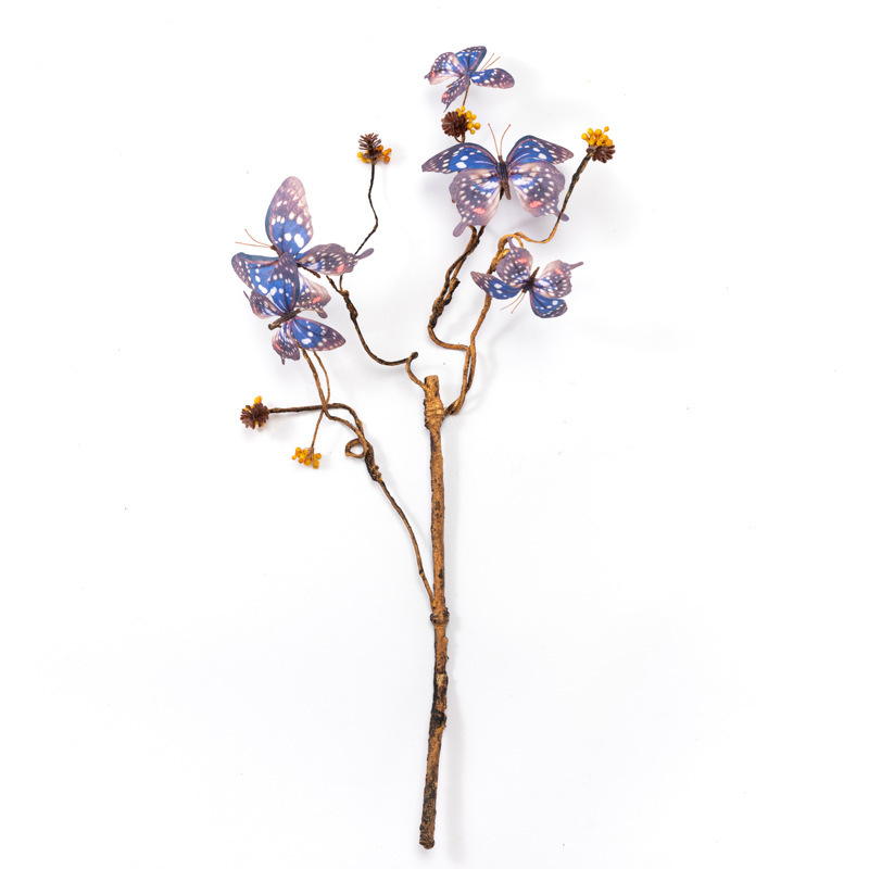 特色のリアルなレトロな枯れ枝の蝶の花のシミュレーションの花の造花の生け花の芸術は客間の家庭の装飾品の置物を飾っています。|undefined
