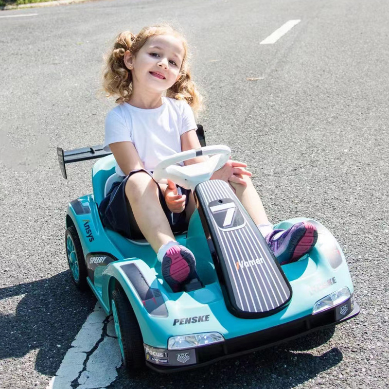 Coche eléctrico para niños, kart, coche de juguete de cuatro ruedas, control remoto, coche para niños de 3 - 6 - 8 años de edad