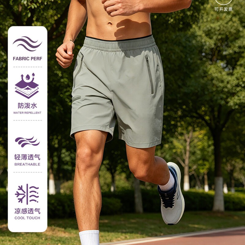 Foreign Trade Ice-Feel Quick-Dry Shorts, Anti-Abrasion Breathable Training Shorts, High Elasticity Loose Fit with Large Print Logo, Outdoor Men's Fitness Shorts