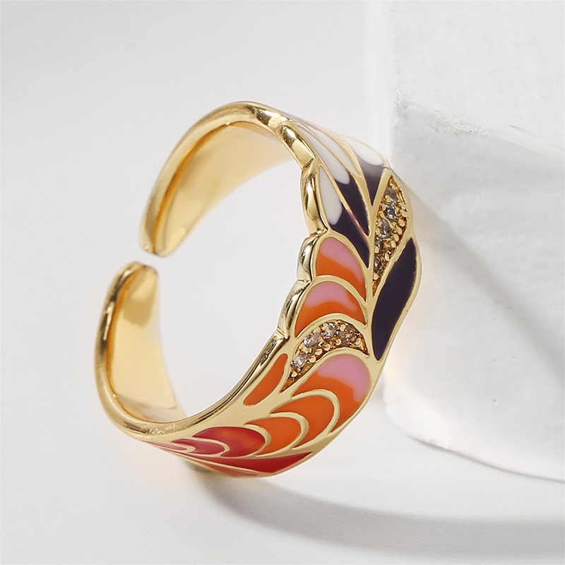 Korean copper inlaid zirconium dripping open creative color ring wholesale nihaojewelry