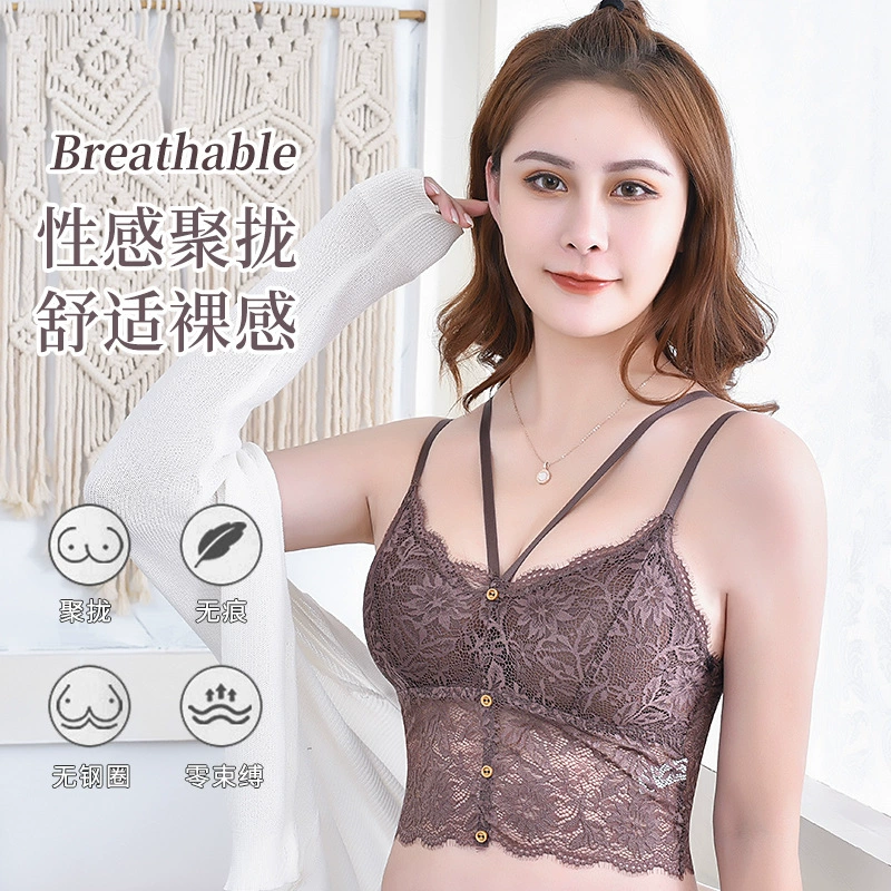 Нижнее белье во французском стиле сексуальное кружево на пуговицах Топ Регулируемая камзол студент собрал дышащую красоту обернутый на спину грудь женский