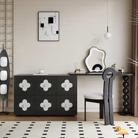 法式复古梳妆台六斗柜一体卧室小户型现代简约家用书桌收纳化妆桌