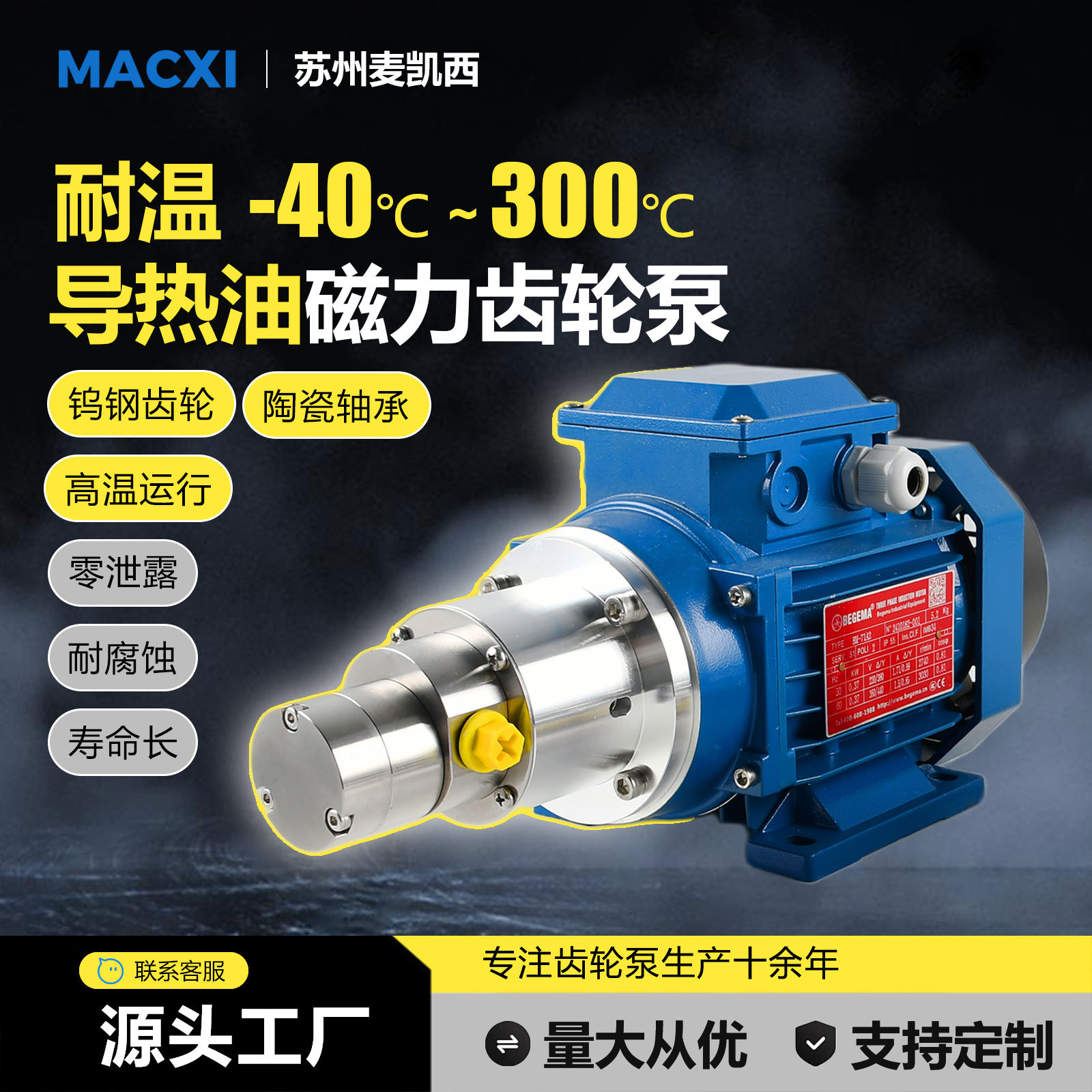 耐磁力齿轮泵防爆零泄漏计量泵化工石油溶剂输送泵高温油泵变频