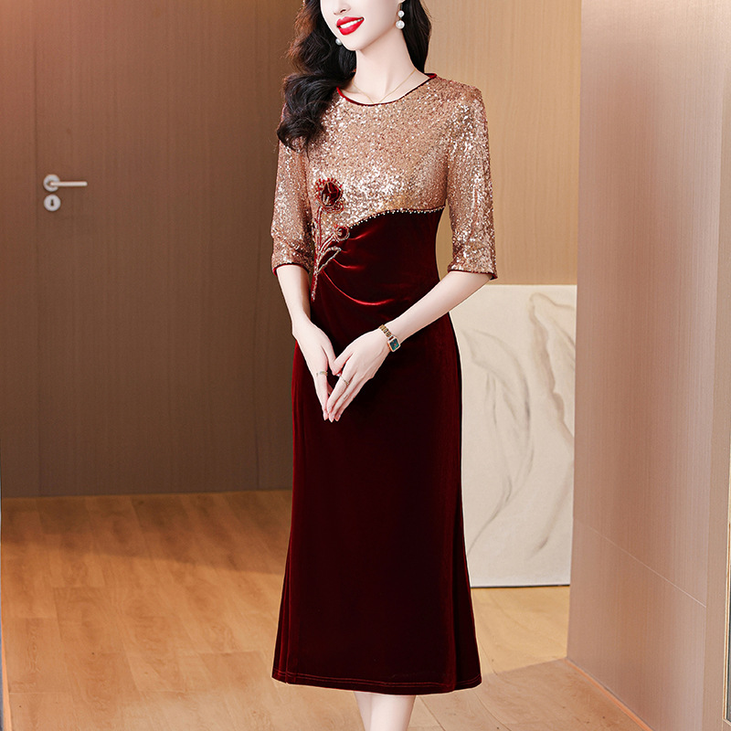 Mother-In-Law Wedding Banquet Outfit 2025 New Style Wedding Mother Elegant Welcome Dress Dress Mother-In-Law Wedding Banquet Outfit 2025 New Style Wedding Mother Elegant Welcome Dress Dress