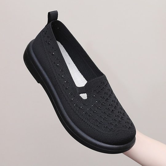Summer Women's Shoes Beijing New Cloth Shoes Soft Sole Non-Slip Mother's Hollow Mesh Breathable Casual Shoes for Middle-Aged and Elderly People