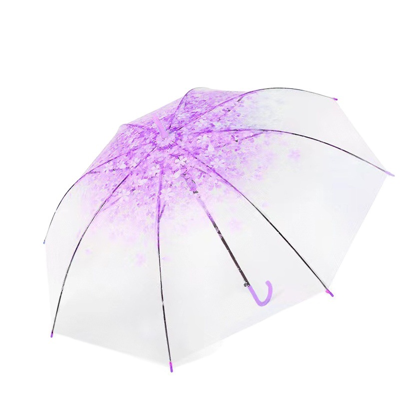 Long handle transparent umbrella automatic transparent umbrella small fresh children's advertising umbrella creative straight rod manufacturers a generation of hair