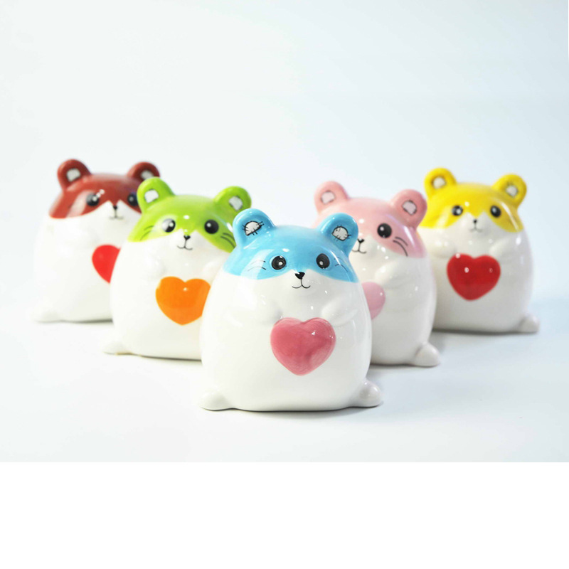 Cerámica de color súper linda y linda, mini adornos de animales pequeños, monedas, hucha, hucha, regalos para bebés y niños