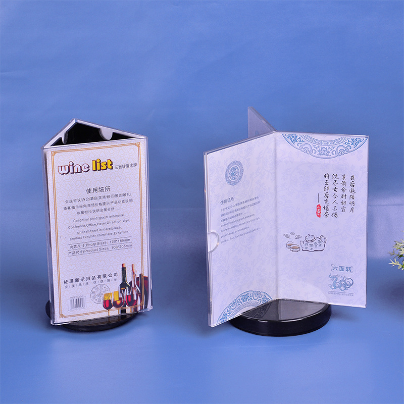 Acrylic Three rotate menu Taiwan card Triangle station Drinks license table Price tag A4 Show licensing legislation