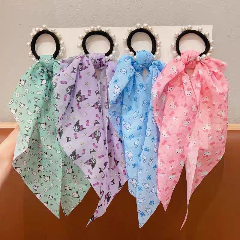 Flores de perlas para niños 2024 tocadillos de cabello de niña cuerda de cabello de niña bola de cabello trenzado correa de banda
