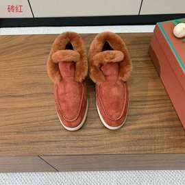 跨境外贸冬季情侣款羊皮毛一体雪地靴舒适平底大码保暖毛毛鞋短靴