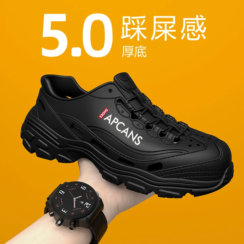 Мужские закрытые тапочки на лето, на толстой подошве, удобные, новый стиль 2025 года, водонепроницаемые сандалии, модная рабочая обувь для мужчин.