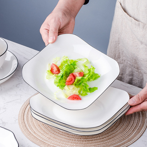 Ceramic tableware Nordic minimalist home set bowls plates spoons DIY free combination rice bowl noodle bowl soup bowl plate fish plate