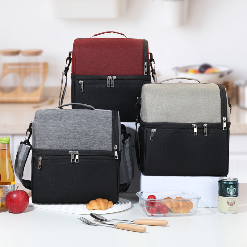 Nueva bolsa de hielo grande de color en contraste, bolsa de picnic al aire libre, bolsa de mantenimiento fresco de comercio exterior, bolsa de almuerzo, bolsa de almuerzo, bolsa de aislamiento de mensajero, color a juego