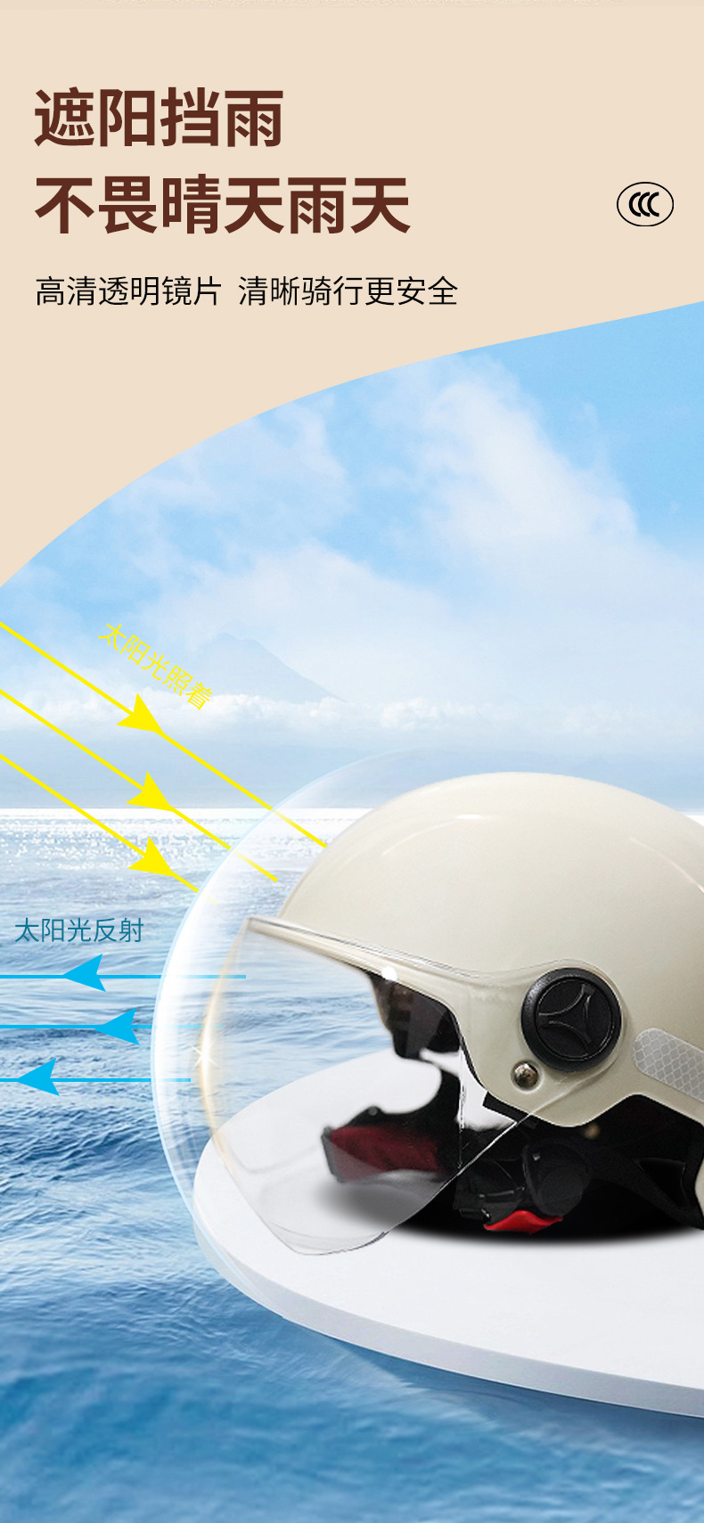 3C Certified Electric Vehicle Helmet for Men and Women, Sun Protection Half Helmet, Anti-Fall Safety Helmet for Electric Bikes and Motorcycles, Riding Protection