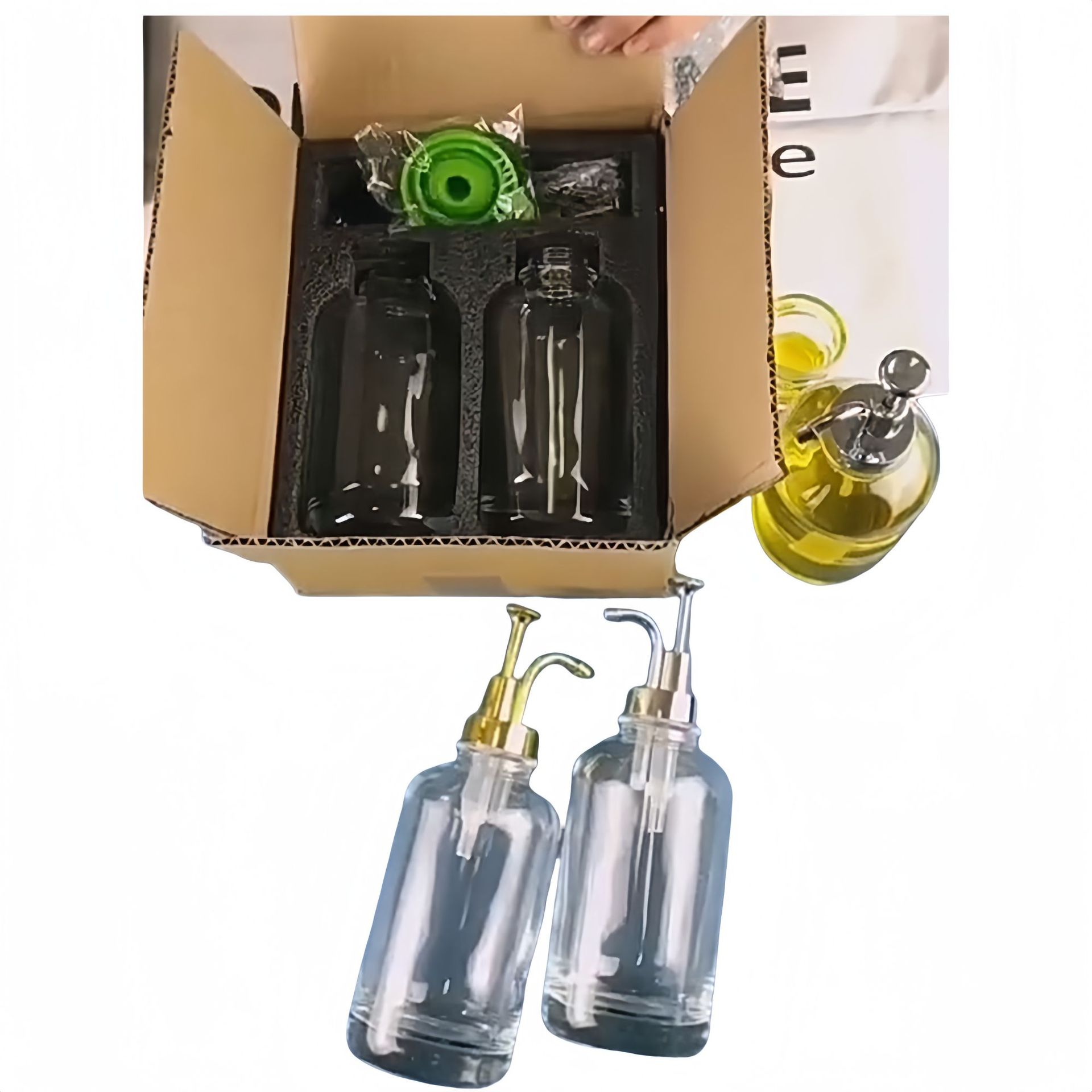 이중 병 + 펌프 헤드 + 포장; 투명