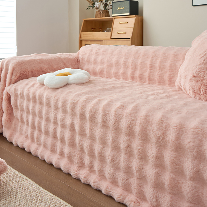 Otoño y invierno peluche grueso toalla de sofá de goma antideslizante a prueba de garras de gato cubierta completa de una sola pieza de peluche sofá cubierta