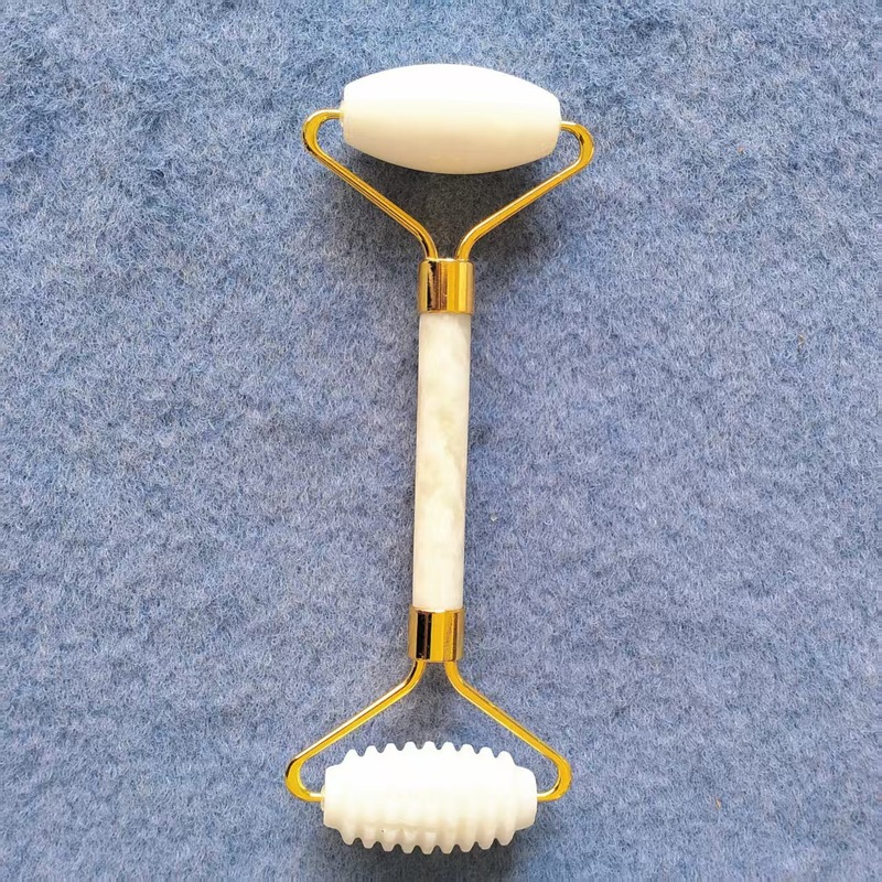 天然白翡翠スパイクヘッドローラー翡翠スクレーパーローラーマッサージスティック翡翠美容器具スクレーパーボードセット|undefined