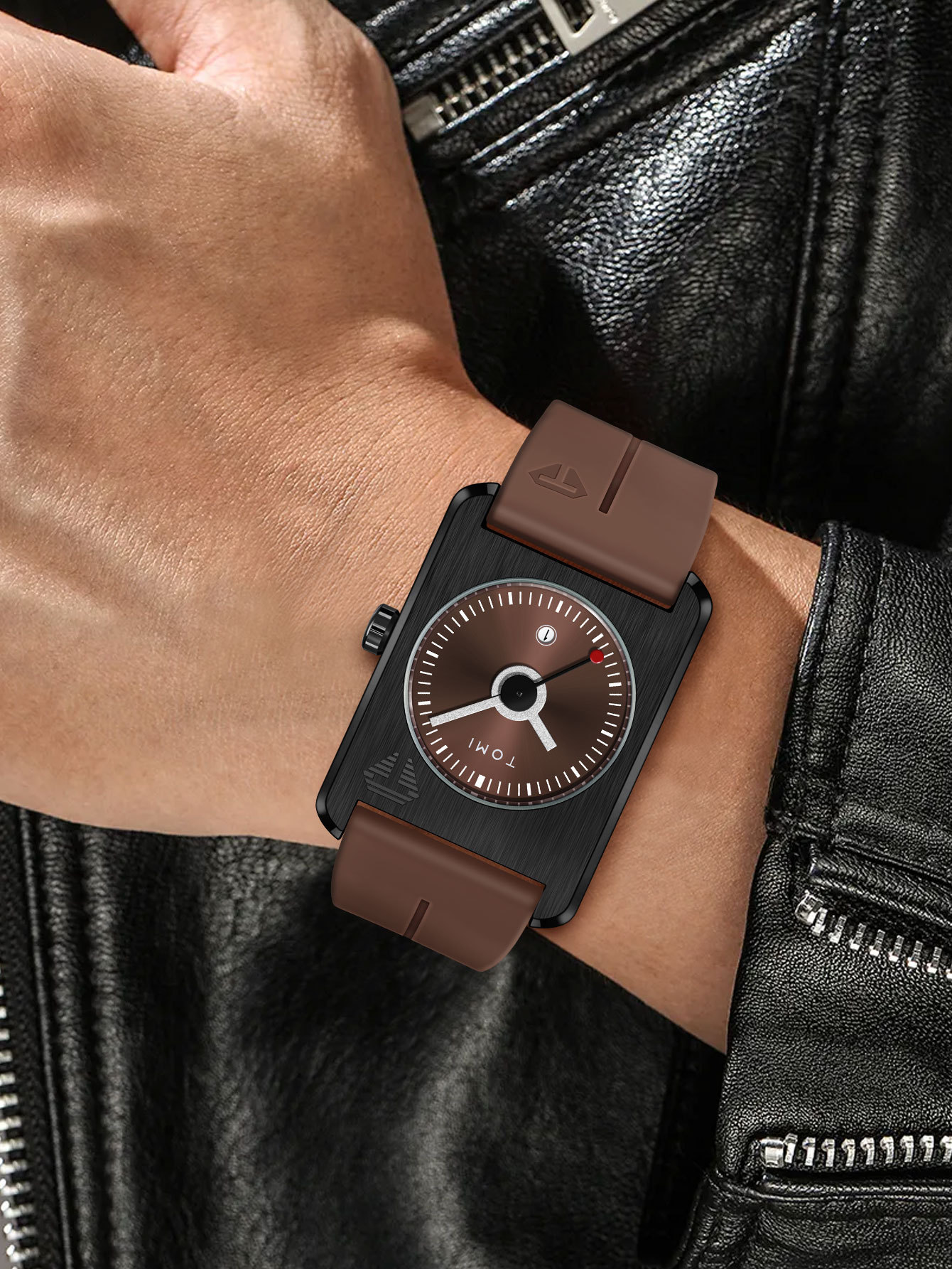 Square Quartz Watch For Men Korean Style Rubber Strap Fashionable_voghion.com