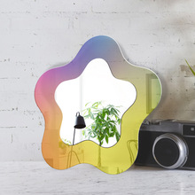 亚克力炫彩镜子不规则化妆镜装饰壁挂拍照道具幻彩花朵ins风