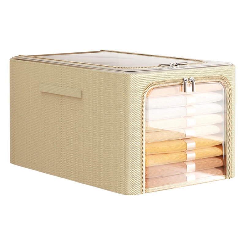 オックスフォード布製収納ボックス スチールフレーム付き 折りたたみ式衣類収納ボックス クローゼット用 家庭用布製整理ボックス