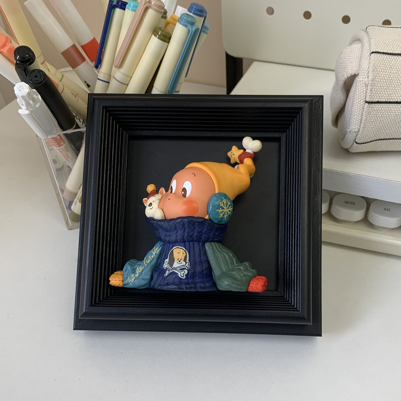 泡泡盲盒展示相框手办diy 玛特框中古风黑色公仔桌面摆件装饰摆台|undefined