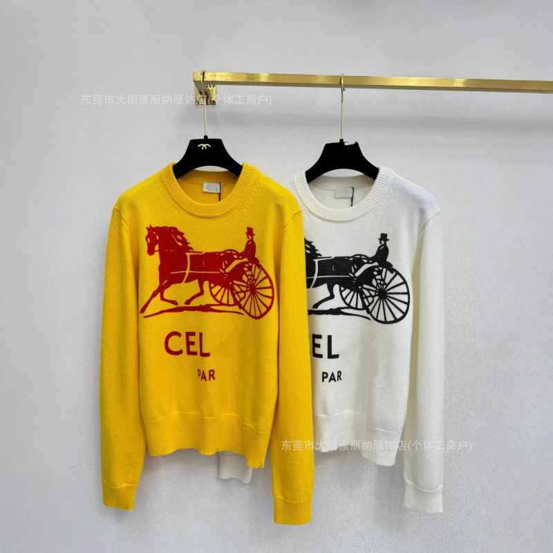 深圳南油货CE家~顶~级版本 25早秋新款 胸口马夫圆领针织长袖