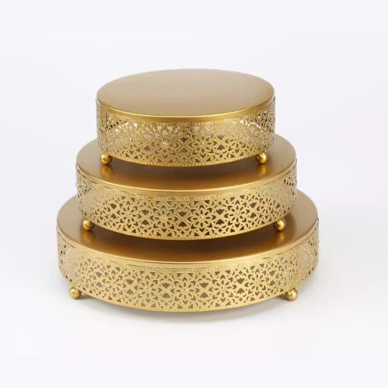 Creativo estilo europeo oro hueco estante de pastel de boda props mesa de postres decoración de postres tienda de postres refrigerio combinación de estante de pastel