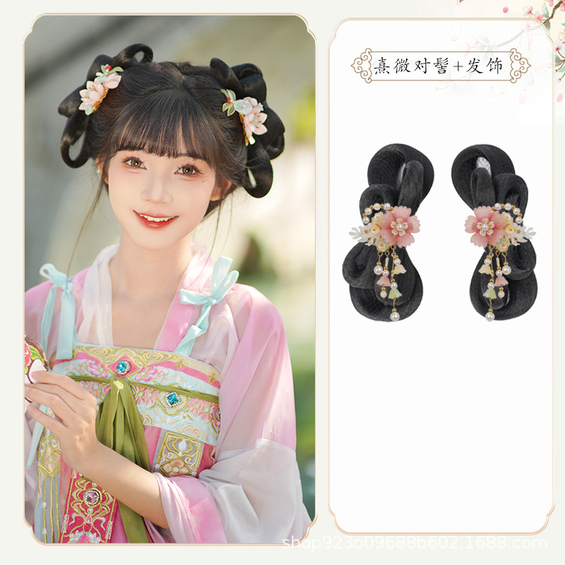 약간의 번 한 쌍 + 핑크 산호 헤어 액세서리 한 쌍