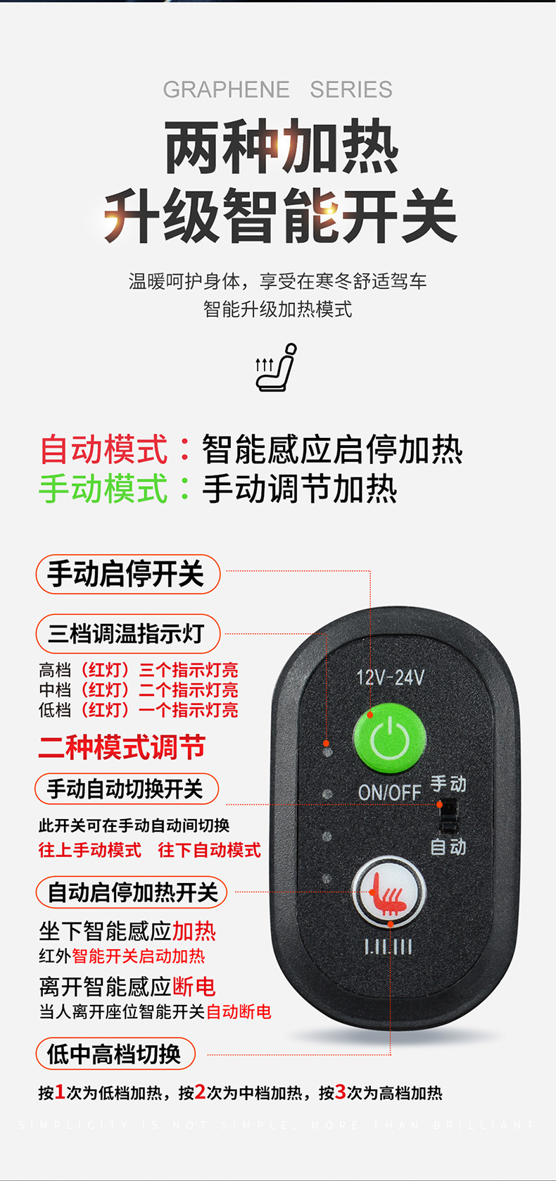 Graphene Heating Pad Car Seat Cushion Winter Warm Car Mat Cross-Border 12V24V Flannel Short Plush Single Seat Cushion