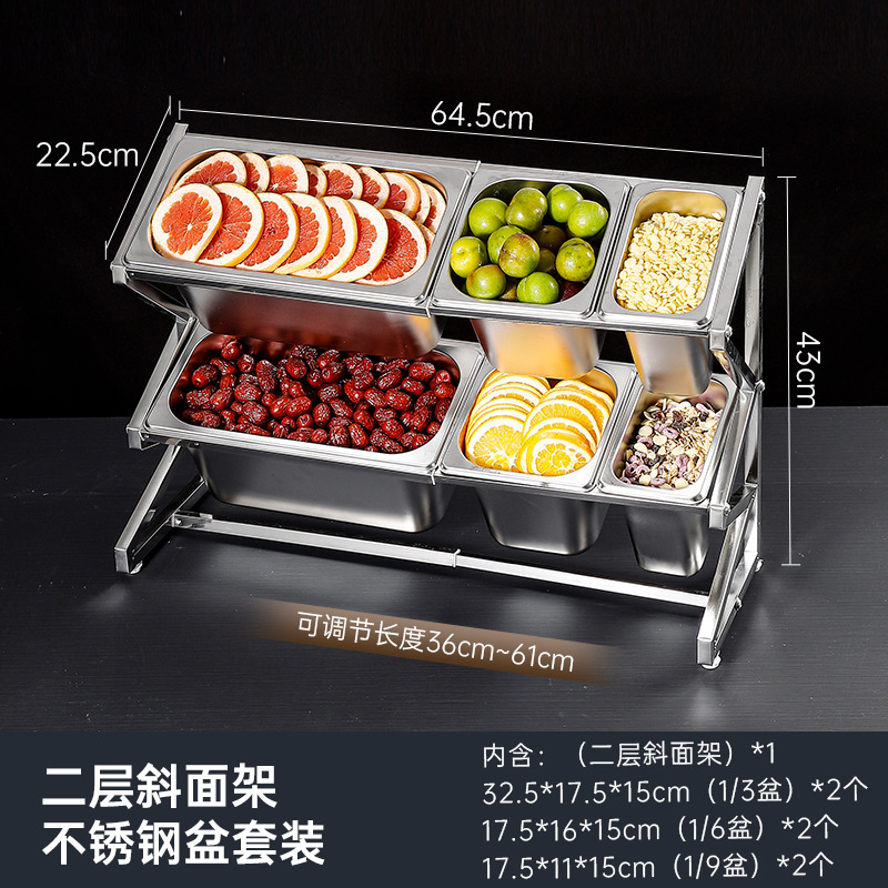 Caja de acero inoxidable multicapa de material pequeño porción de cuenca estante telescópico tienda de té de leche tienda de hot pot comidas cajas de frutas de material pequeño image 33