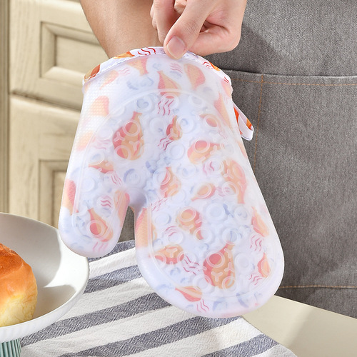 Thickened silicone insulation gloves, high temperature resistant microwave anti-scalding gloves, household baking oven silicone gloves