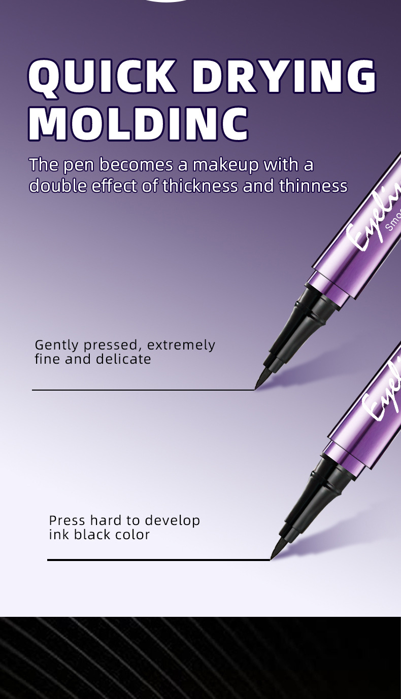 OCHEAL Extremely Fine And Quick-drying Eyeliner Pen Waterproof, Sweat-proof And Non-smudging, Thin Head Cool Black Water-based Pen_voghion.com