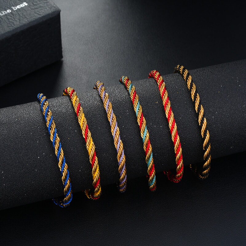 Titanium steel colorful twisted bracelet for men, personalized hand-woven two-tone niche light luxury high-end jewelry for women