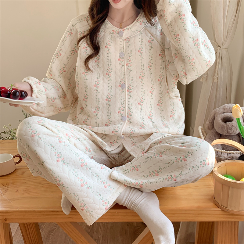 Air Cotton Moon Clothing Autumn and Winter Two-piece Set Pregnant Women Pajamas Spring and Autumn Pregnancy Special Postpartum Breast-feeding Belt Chest Pad Winter Air Cotton Moon Clothing Autumn and Winter Two-piece Set Pregnant Women Pajamas Spring and Autumn Pregnancy Special Postpartum Breast-feeding Belt Chest Pad Winter