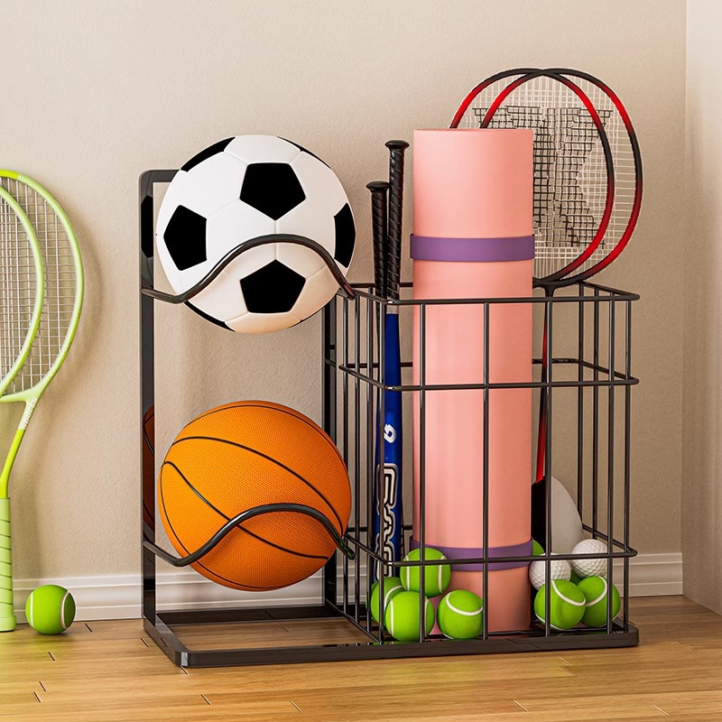 Estante de almacenamiento de estantes de yoga para dormitorios de estudiantes de equipos de ejercicios domésticos canasta de almacenamiento deportivo de dormitorio de invitados bádminton estante de almacenamiento
