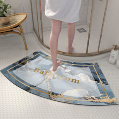 Bathroom curved floor mat, bathroom soft diatom mud absorbent mat, shower door non-slip quick-drying fan-shaped foot mat