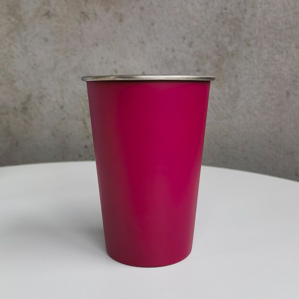 Taza de camping rojo rosa esmerilada